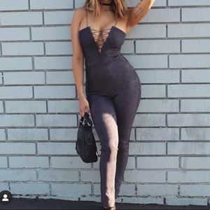 Gunmetal Criss-Cross Jumpsuit